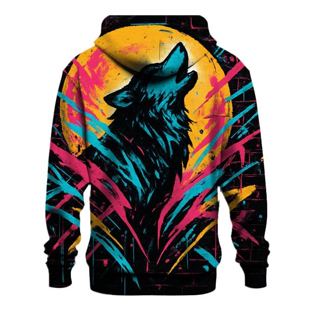 Graffiti Moon Howler Wolf pullover hoodies