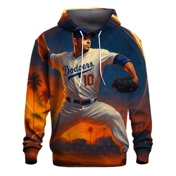 Sunset Halo Dodgers Pitcher Arc embroidered hoodies