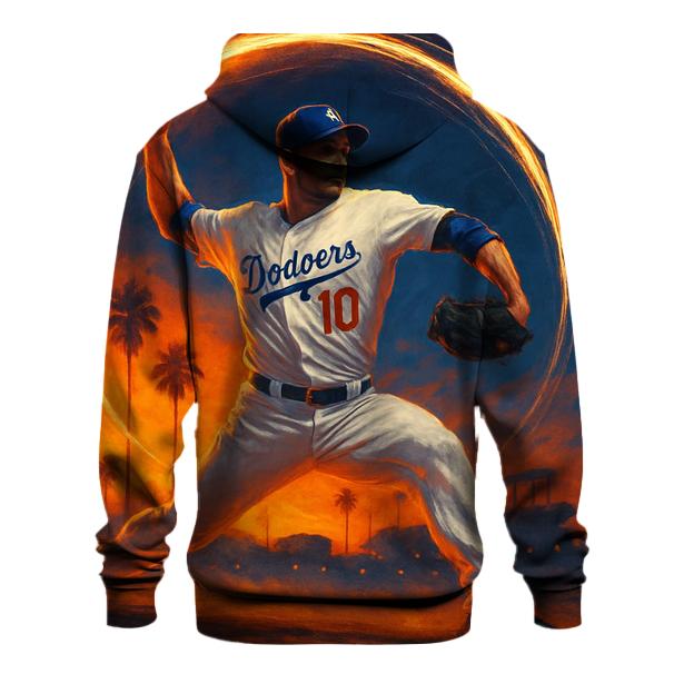 Sunset Halo Dodgers Pitcher Arc embroidered hoodies