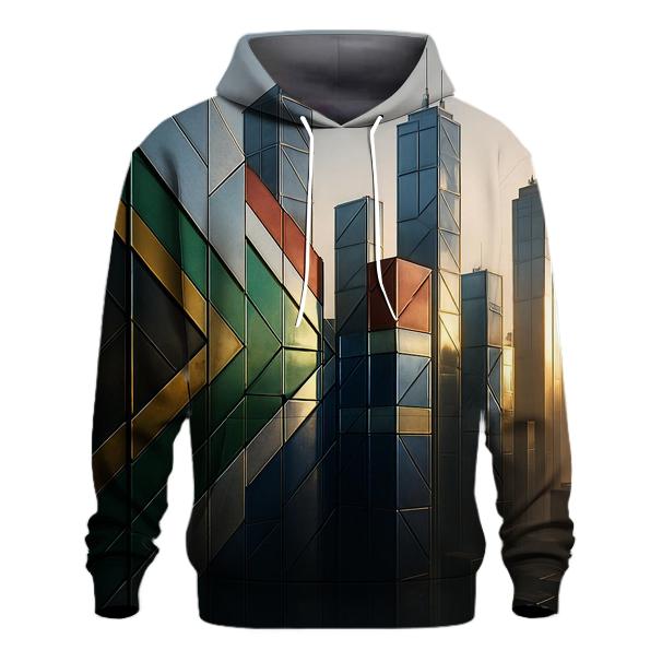 South African Flag Metallic City Skyline designer hoodies