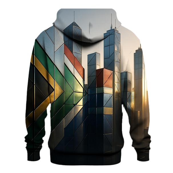 South African Flag Metallic City Skyline designer hoodies