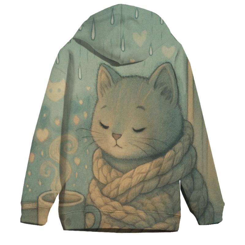Rainy Window Cozy Blanket Cat designer hoodies