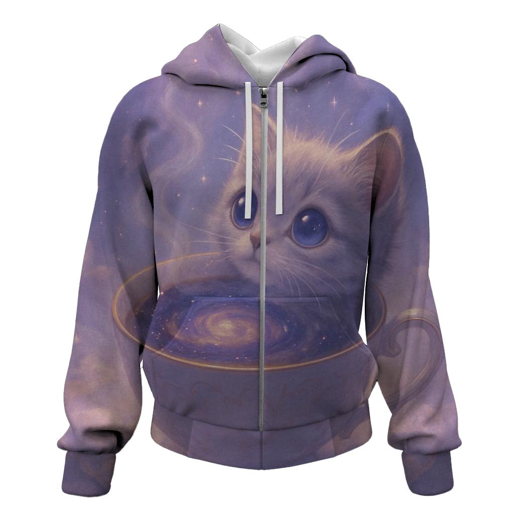 Moonlit Teacup Stargazer Cat pullover hoodies