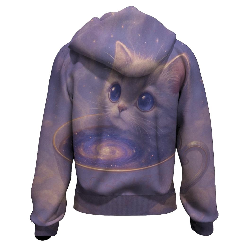 Moonlit Teacup Stargazer Cat pullover hoodies