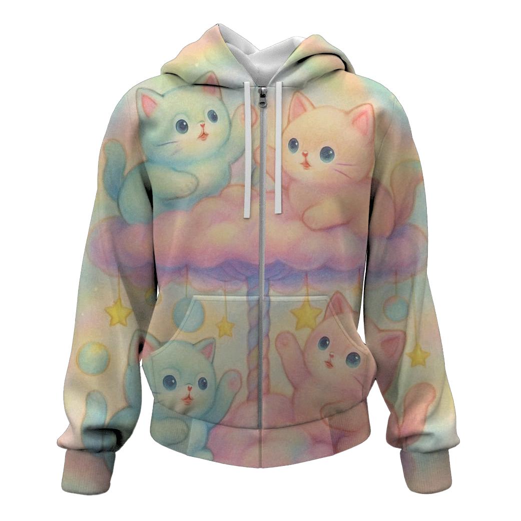 Pastel Carousel Cloud Kittens hoodie designs