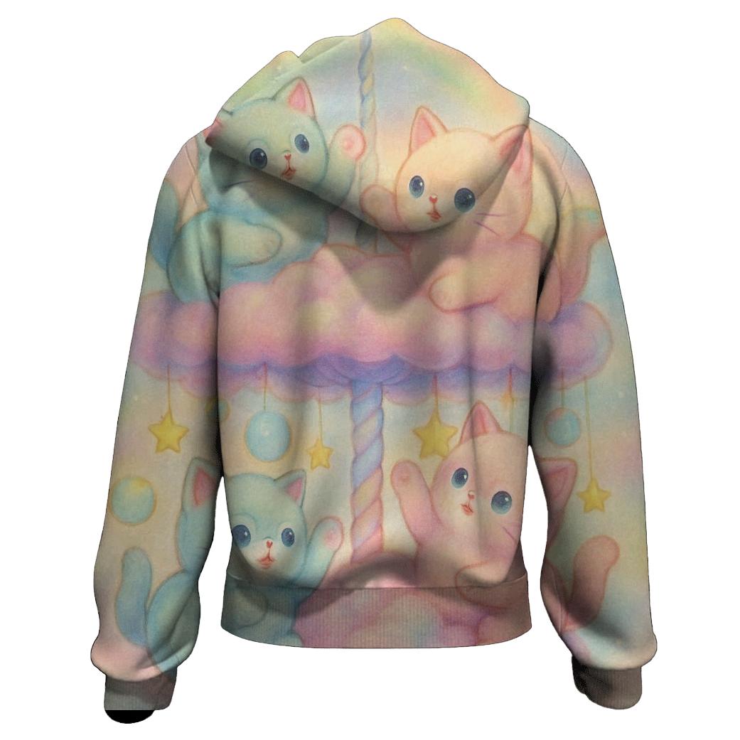 Pastel Carousel Cloud Kittens hoodie designs