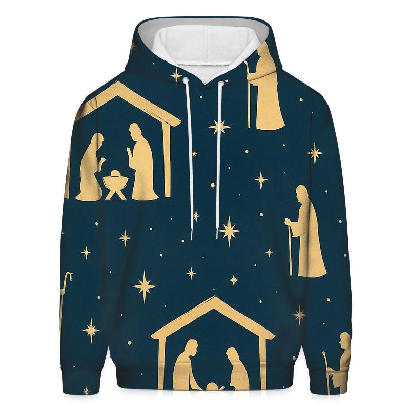 Holy Night Nativity Silhouettes On Midnight Blue custom hoodies