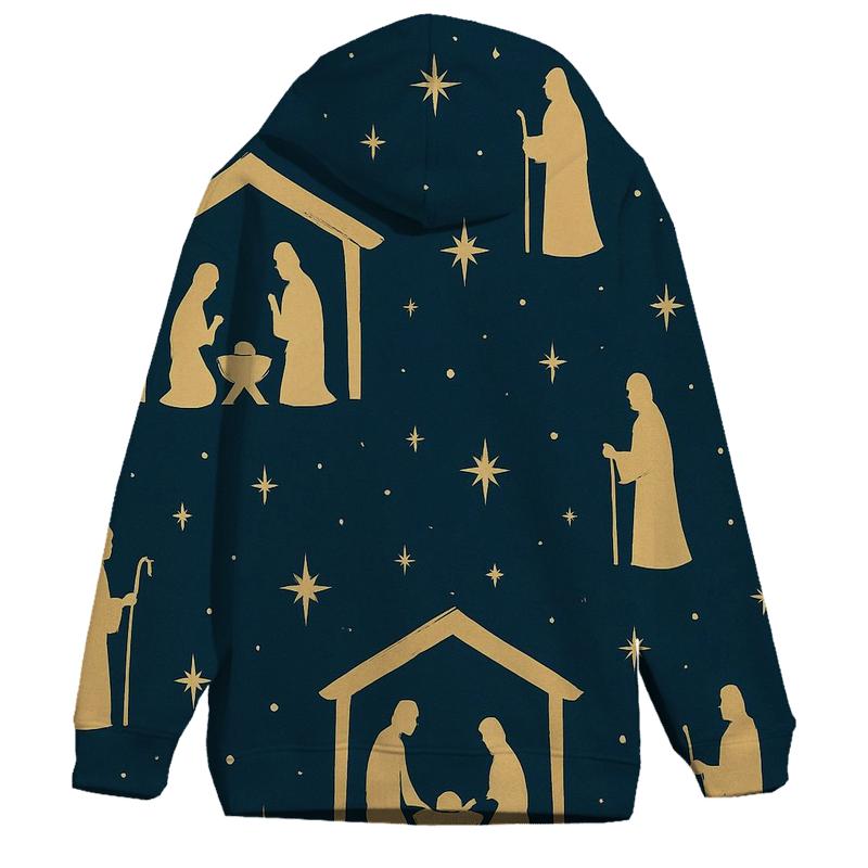 Holy Night Nativity Silhouettes On Midnight Blue custom hoodies