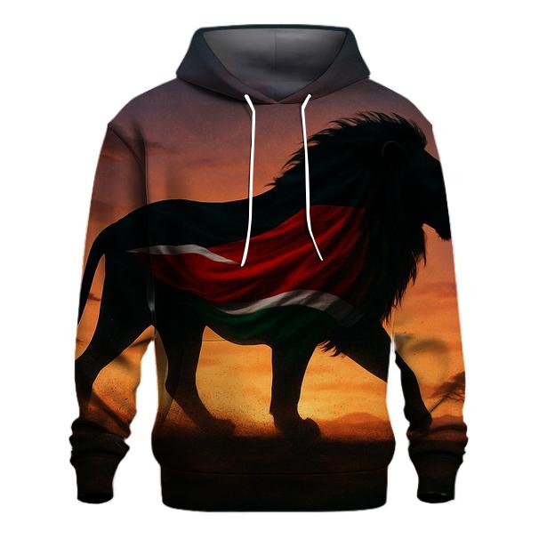 Kenyan Flag Savannah Lion Silhouette Overlay zip-up hoodies