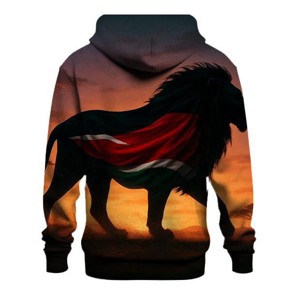 Kenyan Flag Savannah Lion Silhouette Overlay zip-up hoodies