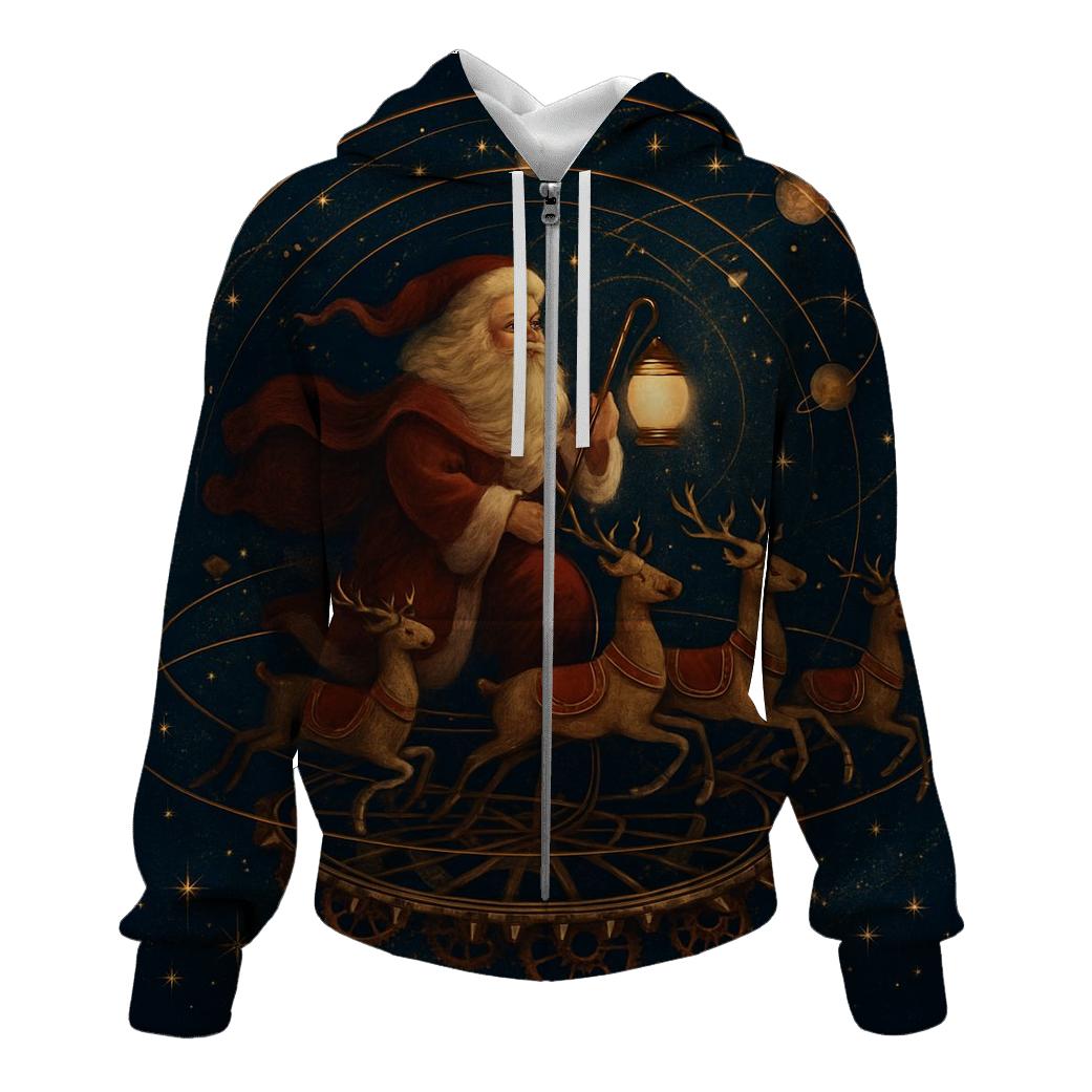 Celestial Storybook Santa Carousel printed hoodies
