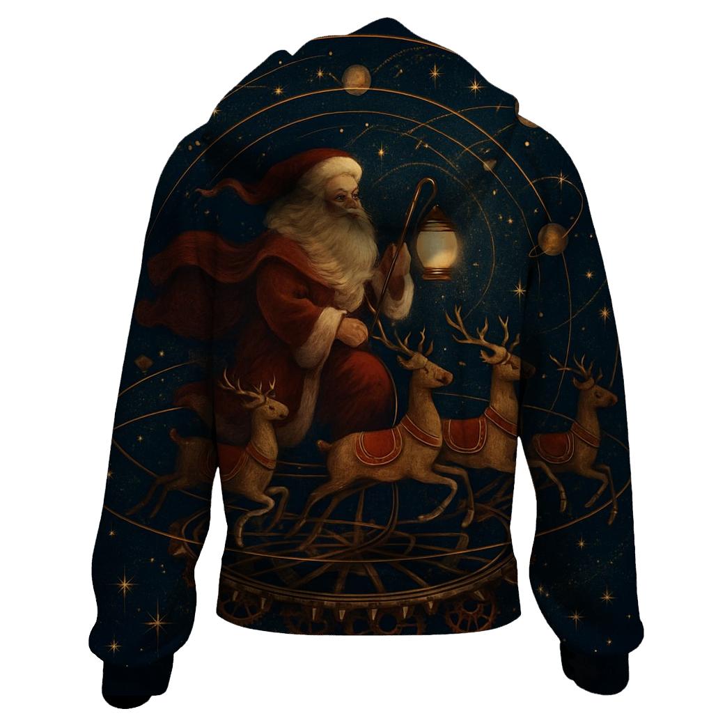 Celestial Storybook Santa Carousel printed hoodies