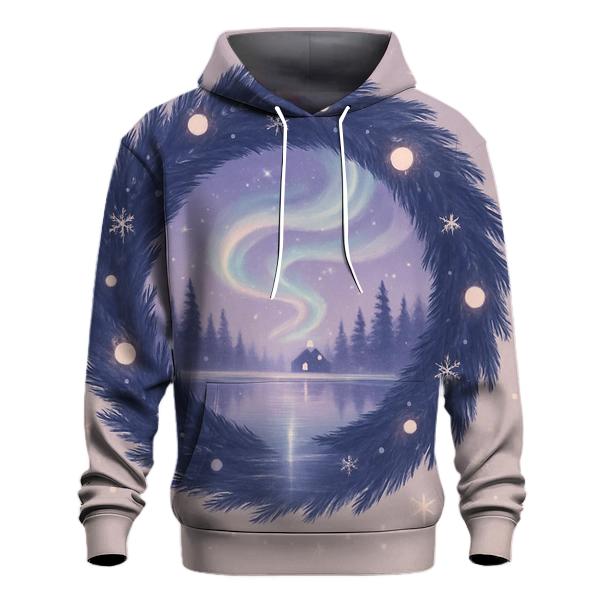 Aurora Wreath Over Frozen Lake printed hoodies