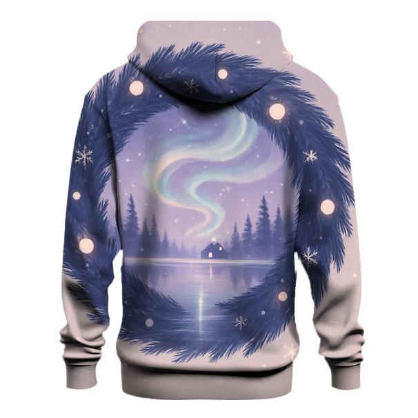 Aurora Wreath Over Frozen Lake printed hoodies
