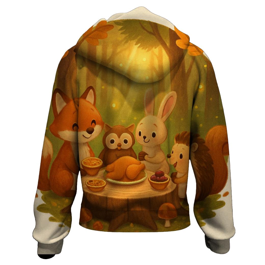 Woodland Friends Autumn Banquet embroidered hoodies