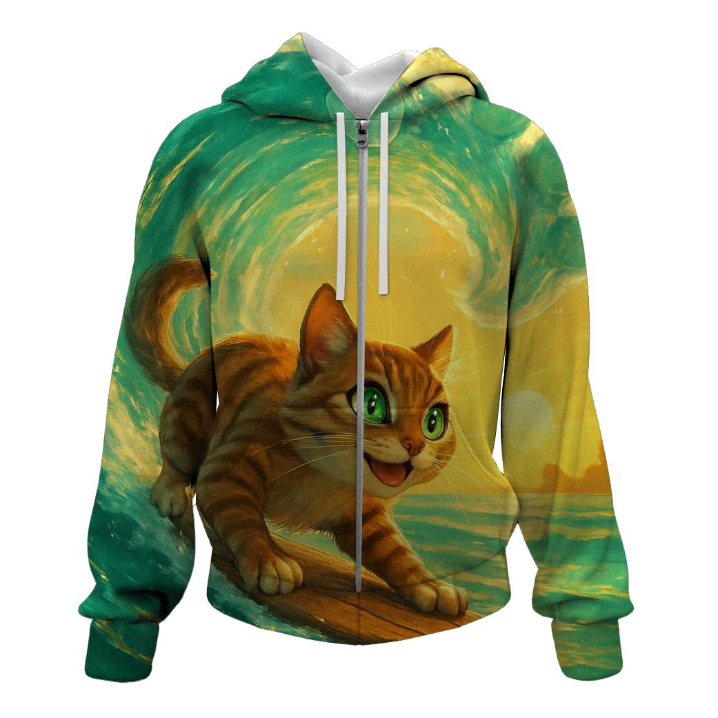 Ocean Tide Surfer Cat custom hoodies