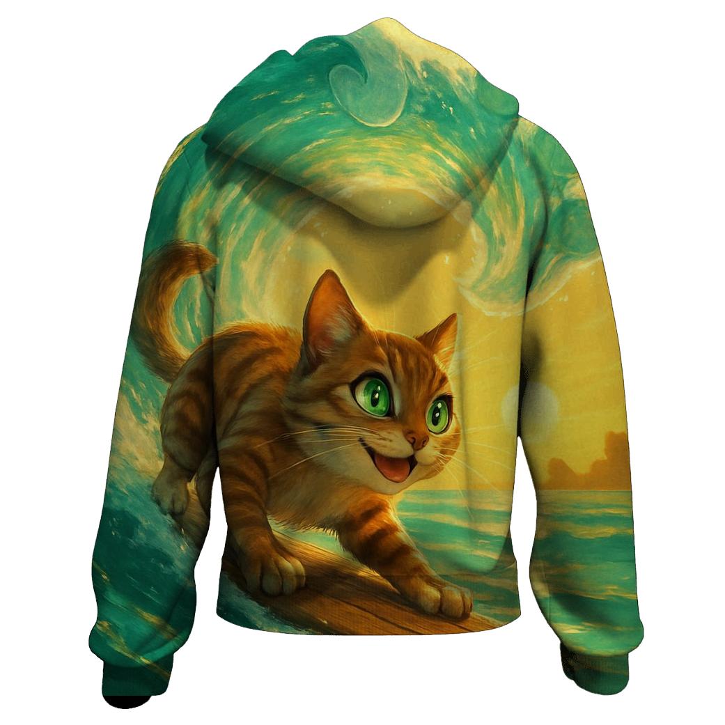 Ocean Tide Surfer Cat custom hoodies