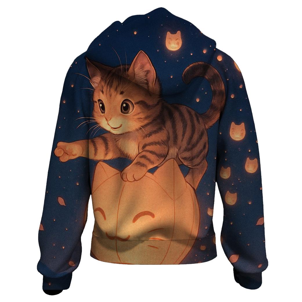 Sky Lantern Parade Kitten embroidered hoodies