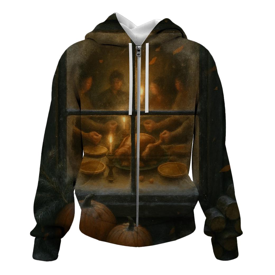 Cabin Window Gratitude Glow lightweight hoodies