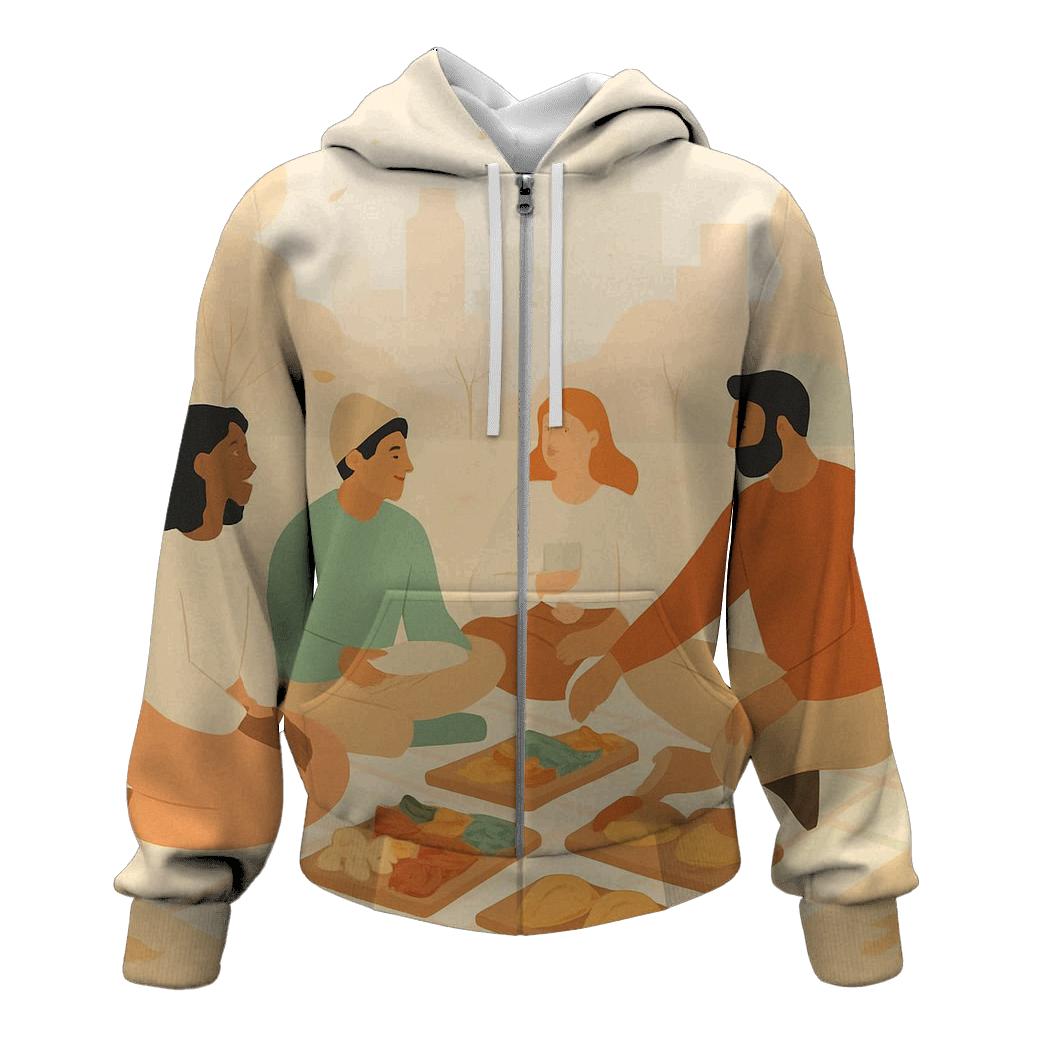 Autumn Pastel Friendsgiving Picnic printed hoodies