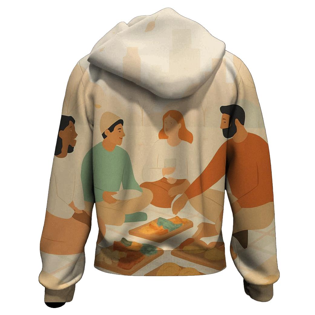 Autumn Pastel Friendsgiving Picnic printed hoodies