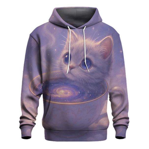 Moonlit Teacup Stargazer Cat lightweight hoodies