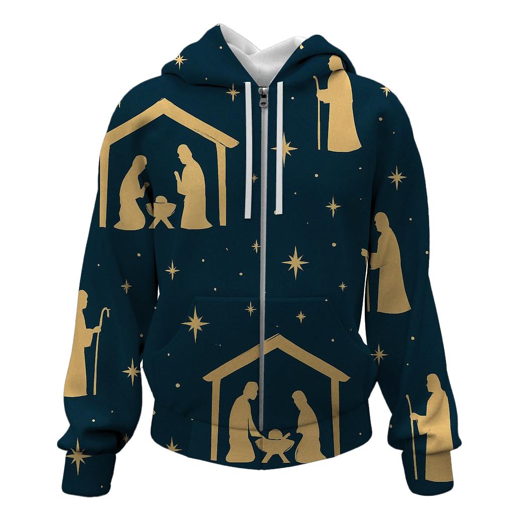 Holy Night Nativity Silhouettes On Midnight Blue designer hoodies