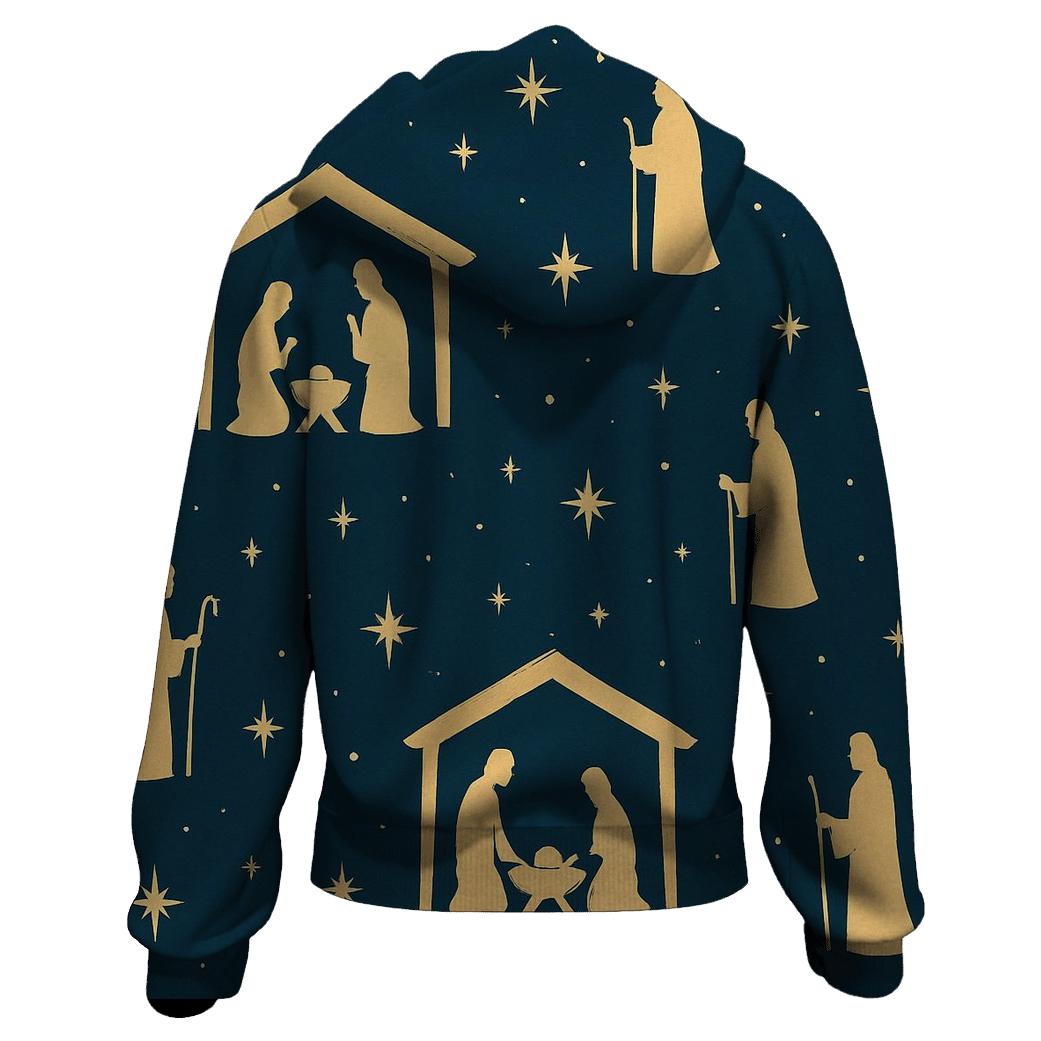 Holy Night Nativity Silhouettes On Midnight Blue designer hoodies