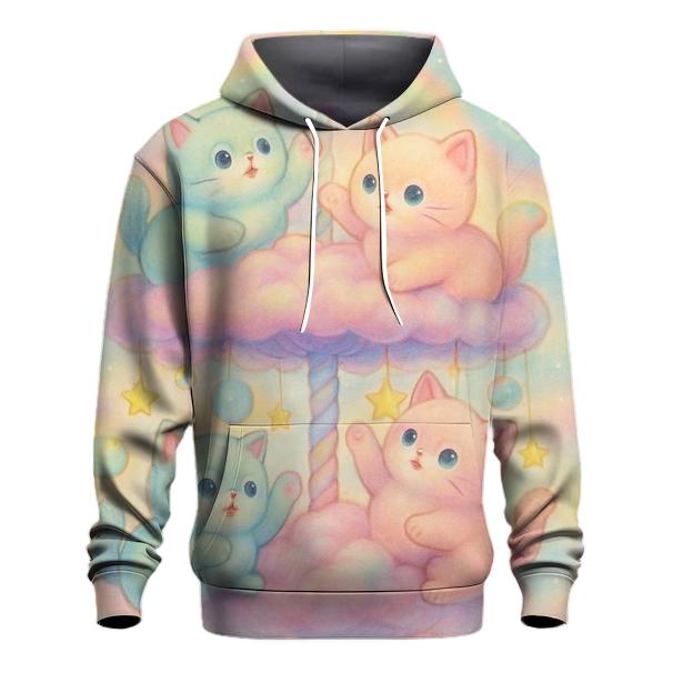 Pastel Carousel Cloud Kittens graphic hoodies