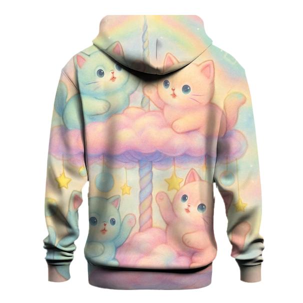 Pastel Carousel Cloud Kittens graphic hoodies
