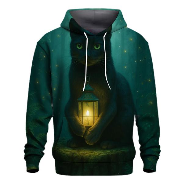 Forest Lantern Guardian Cat embroidered hoodies
