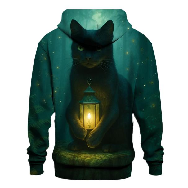 Forest Lantern Guardian Cat embroidered hoodies