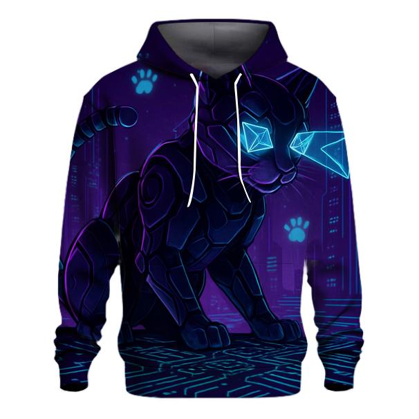 Cyber Circuit Guardian Cat hoodies fashion