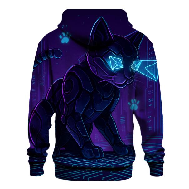 Cyber Circuit Guardian Cat hoodies fashion