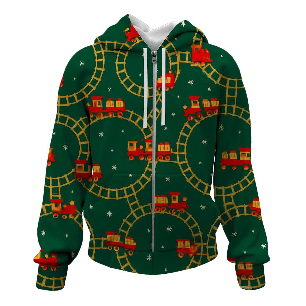 Toy Train Garland Loop On Pine Green hoodies fashion