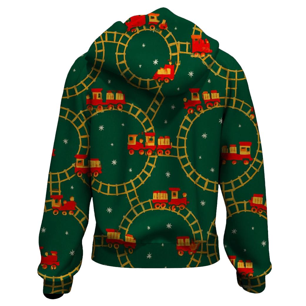 Toy Train Garland Loop On Pine Green hoodies fashion