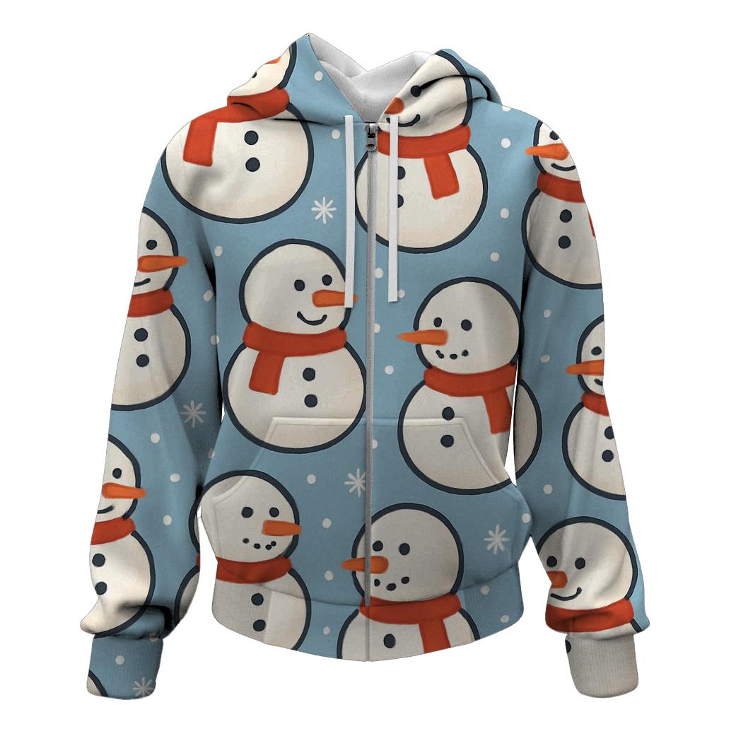 Snowman Polka Parade On Soft Blue hoodie styles