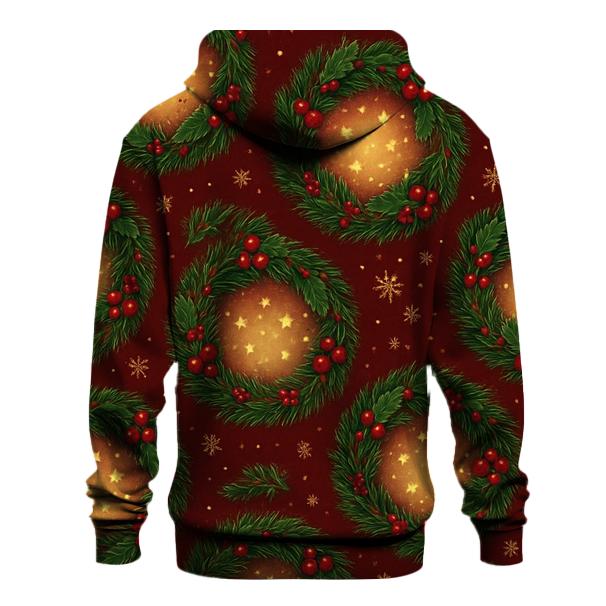 Evergreen Wreath Medallions On Deep Red hoodies fashion