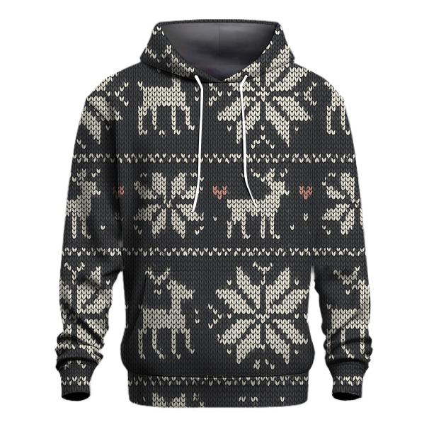 Nordic Knit Snowflake Stripe On Charcoal zip-up hoodies
