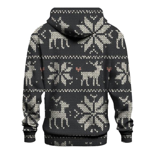 Nordic Knit Snowflake Stripe On Charcoal zip-up hoodies