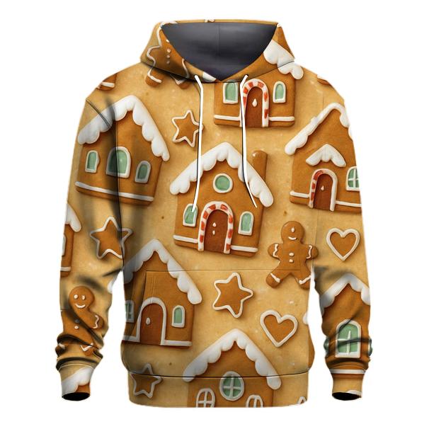 Gingerbread Village Scatter On Icing Beige graphic hoodies