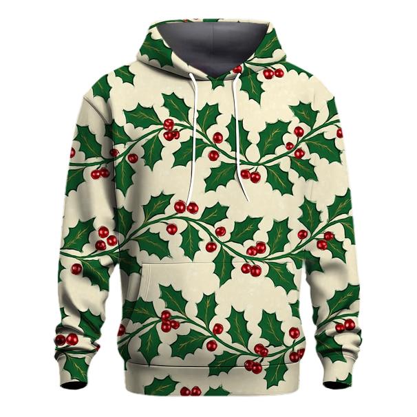 Festive Holly Wave On Snowy Ground hoodies fashion
