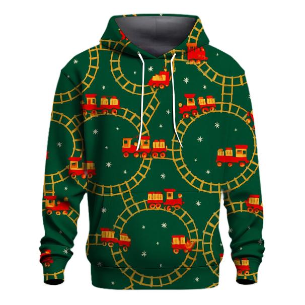 Toy Train Garland Loop On Pine Green custom hoodies