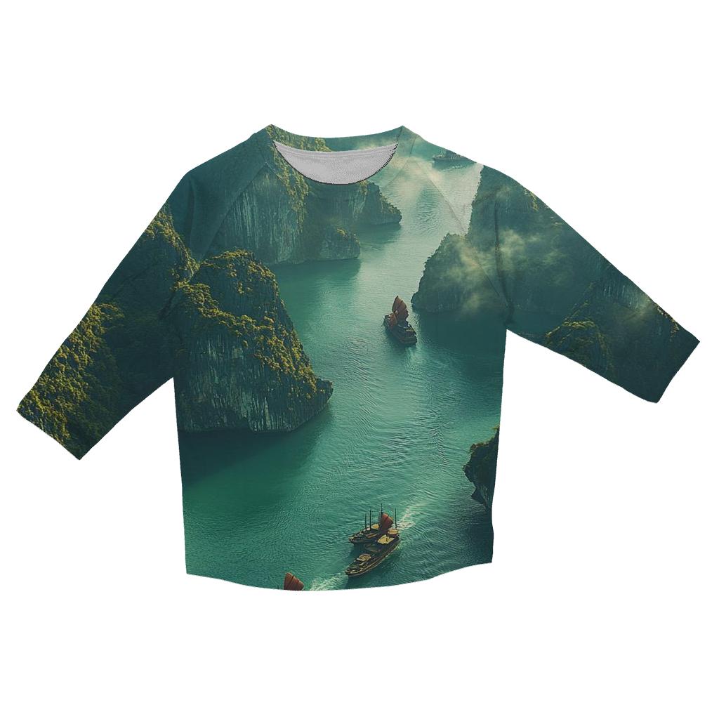 Ha Long Bay Ha Long printed three quarter sleeve shirts