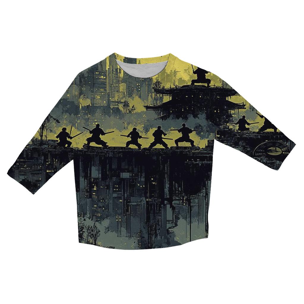 Shaolin Temple Of Sound printed three quarter sleeve shirts