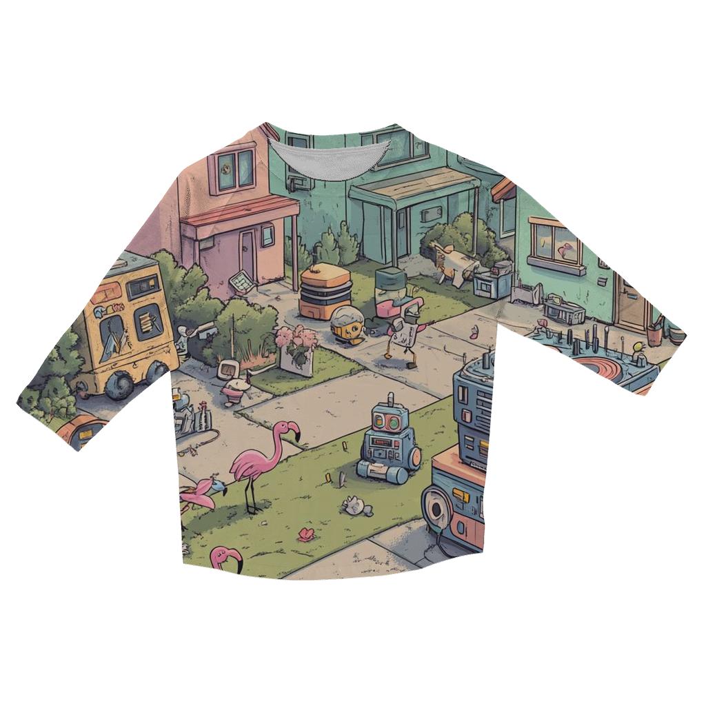 Suburban Robot Yard Sale Mayhem personalized 3/4 sleeve tees