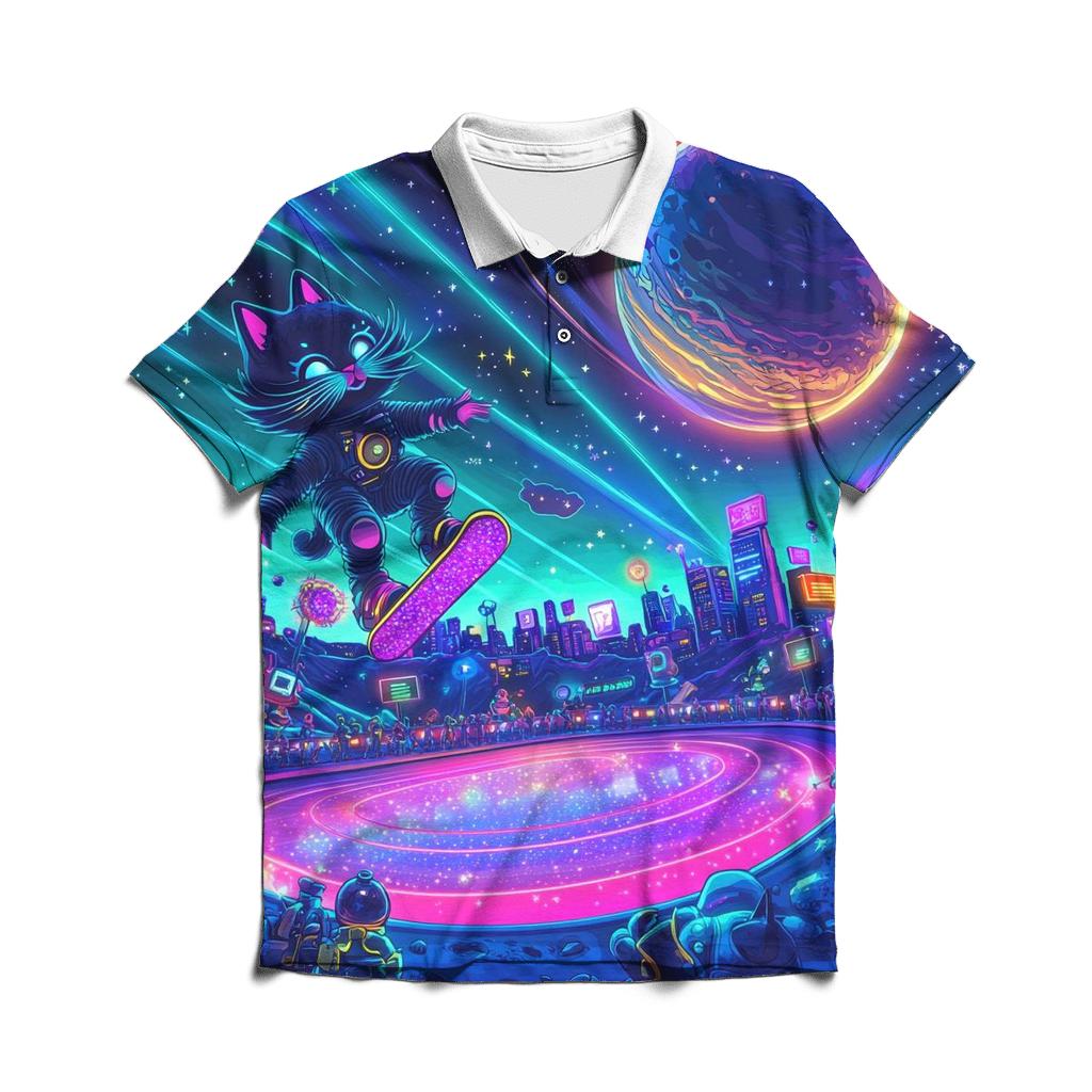 Lunar Roller Rink Toon Invasion stylish collar polo tees