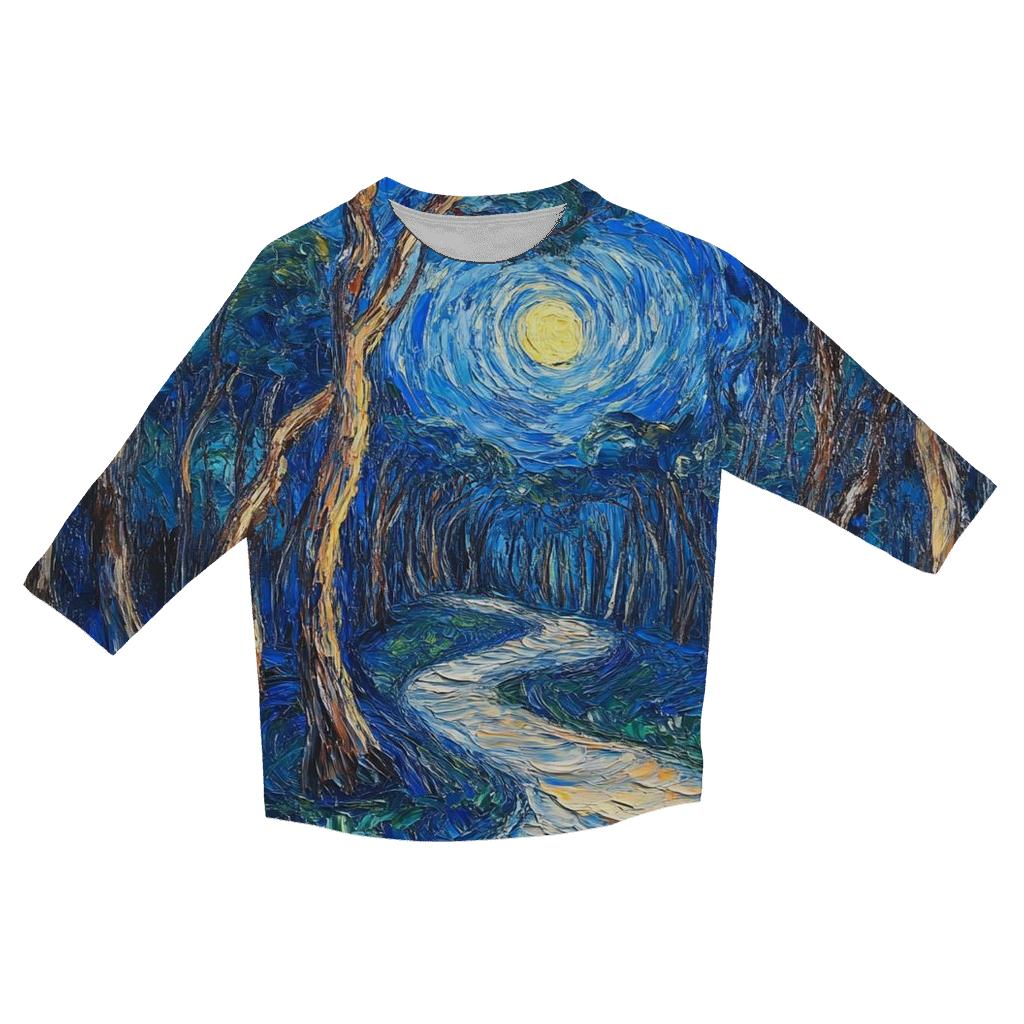 Van Gogh Inspired Starry Forest Path fashion 3/4 sleeve shirts