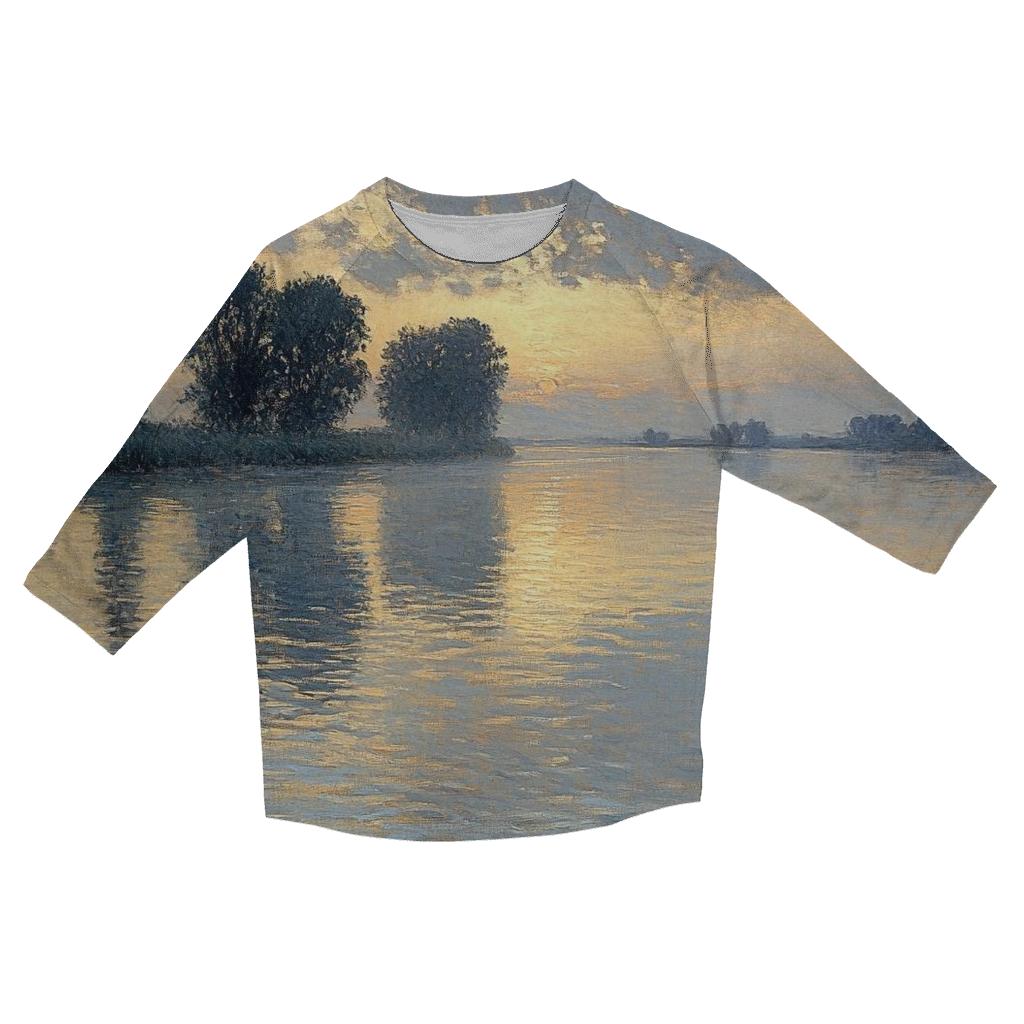 Monet Inspired Misty River Sunrise cotton quarter sleeve shirts