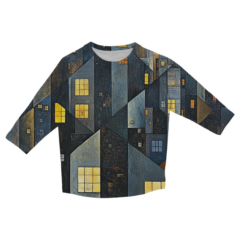 Picasso Inspired Cubist Citylights trendy 3/4 sleeve tops